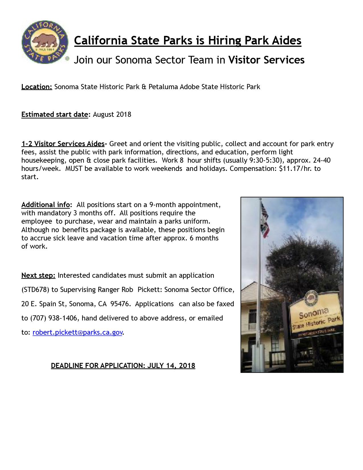 Sonoma Parks » Employment Opportunity with State Parks